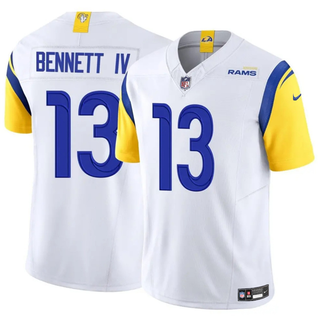Men's Los Angeles Rams #13 Stetson Bennett IV White 2024 F.U.S.E. Vapor Untouchable Stitched Football Jersey Men's Los Angeles Rams #13 Stetson Bennett IV White 2024 F.U.S.E. Vapor Untouchable Stitched Football Jersey