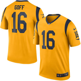 Men's Los Angeles Rams #16 Jared Goff Nike Gold Color Rush Legend Jersey Men's Los Angeles Rams #16 Jared Goff Nike Gold Color Rush Legend Jersey