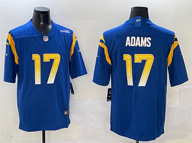 Men's Los Angeles Rams #17 Davante Adams Blue 2024 Vapor Untouchable Stitched Football Jersey Men's Los Angeles Rams #17 Davante Adams Blue 2024 Vapor Untouchable Stitched Football Jersey