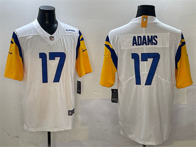 Men's Los Angeles Rams #17 Davante Adams White 2024 Vapor Untouchable Stitched Football Jersey Men's Los Angeles Rams #17 Davante Adams White 2024 Vapor Untouchable Stitched Football Jersey