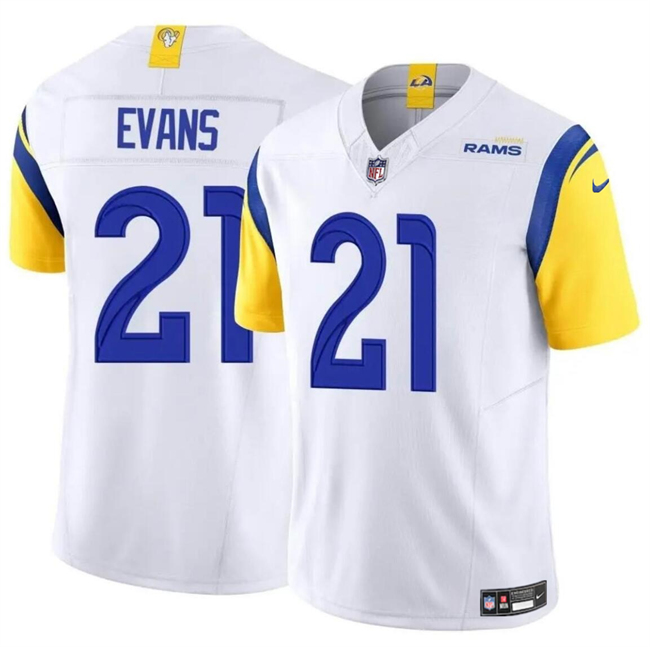 Men's Los Angeles Rams #21 Zach Evans White 2024 F.U.S.E Vapor Untouchable Stitched Football Jersey Men's Los Angeles Rams #21 Zach Evans White 2024 F.U.S.E Vapor Untouchable Stitched Football Jersey