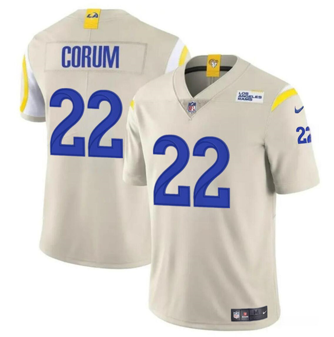 Men's Los Angeles Rams #22 Blake Corum Bone 2024 Draft Vapor Untouchable Stitched Football Jersey Men's Los Angeles Rams #22 Blake Corum Bone 2024 Draft Vapor Untouchable Stitched Football Jersey