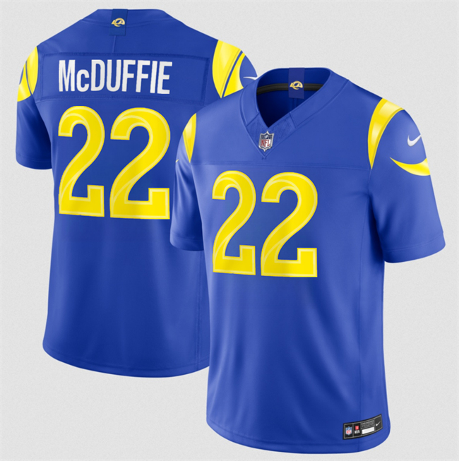 Men's Los Angeles Rams #22 Trent McDuffie Royal 2026 F.U.S.E. Vapor Limited Stitched Football Jersey Men's Los Angeles Rams #22 Trent McDuffie Royal 2026 F.U.S.E. Vapor Limited Stitched Football Jersey