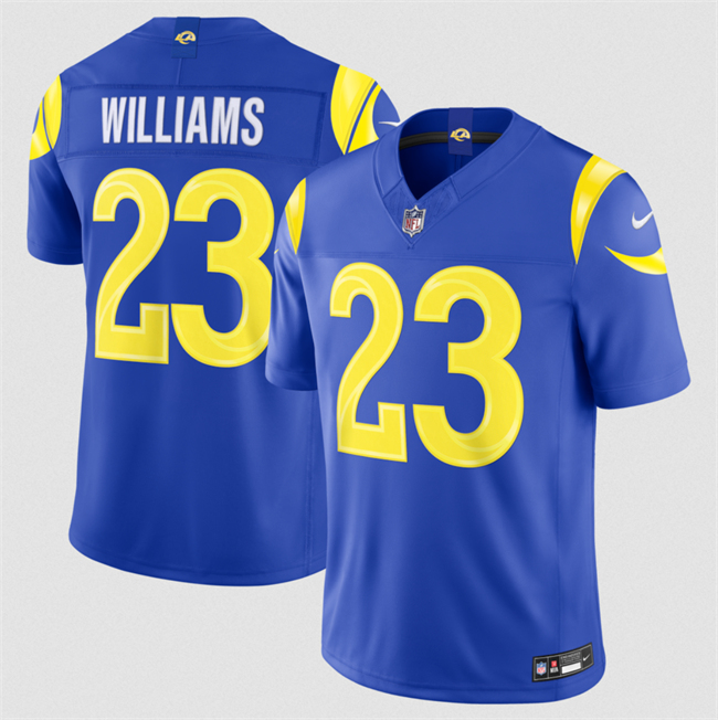 Men's Los Angeles Rams #23 Kyren Williams Royal 2026 F.U.S.E. Vapor Limited Stitched Football Jersey Men's Los Angeles Rams #23 Kyren Williams Royal 2026 F.U.S.E. Vapor Limited Stitched Football Jersey