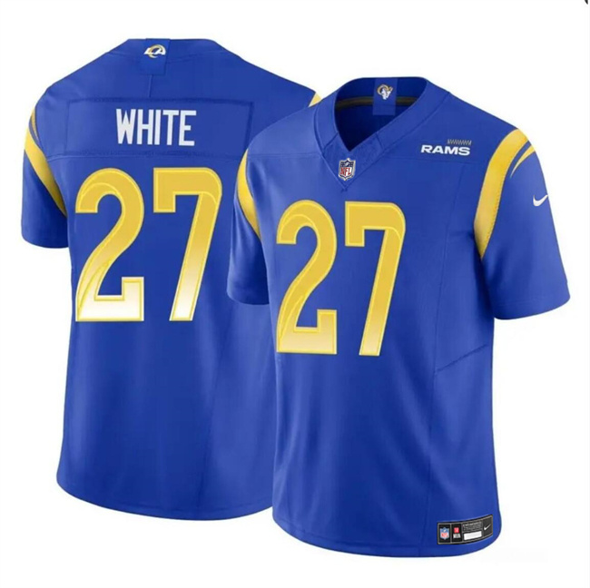 Men's Los Angeles Rams #27 Tre'Davious White Blue 2024 F.U.S.E. Vapor Untouchable Stitched Football Jersey Men's Los Angeles Rams #27 Tre'Davious White Blue 2024 F.U.S.E. Vapor Untouchable Stitched Football Jersey