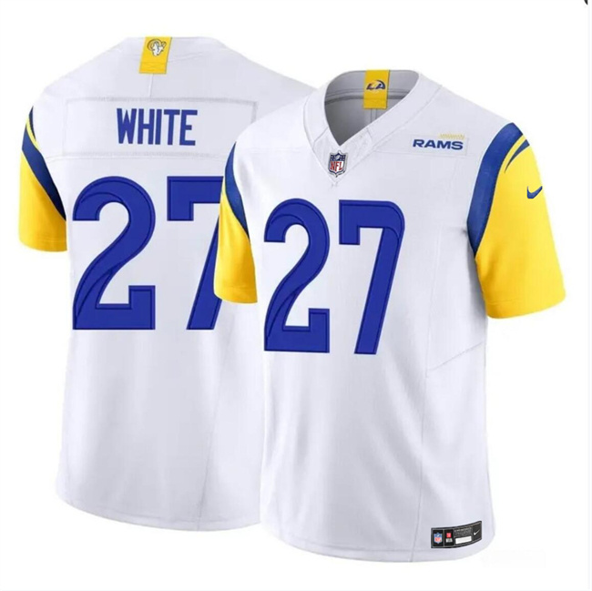 Men's Los Angeles Rams #27 Tre'Davious White White 2024 F.U.S.E. Vapor Untouchable Stitched Football Jersey Men's Los Angeles Rams #27 Tre'Davious White White 2024 F.U.S.E. Vapor Untouchable Stitched Football Jersey