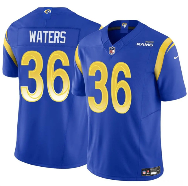 Men's Los Angeles Rams #36 Jordan Waters Blue 2024 F.U.S.E. Vapor Untouchable Stitched Football Jersey Men's Los Angeles Rams #36 Jordan Waters Blue 2024 F.U.S.E. Vapor Untouchable Stitched Football Jersey