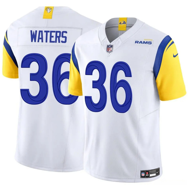 Men's Los Angeles Rams #36 Jordan Waters White 2024 F.U.S.E. Vapor Untouchable Stitched Football Jersey Men's Los Angeles Rams #36 Jordan Waters White 2024 F.U.S.E. Vapor Untouchable Stitched Football Jersey