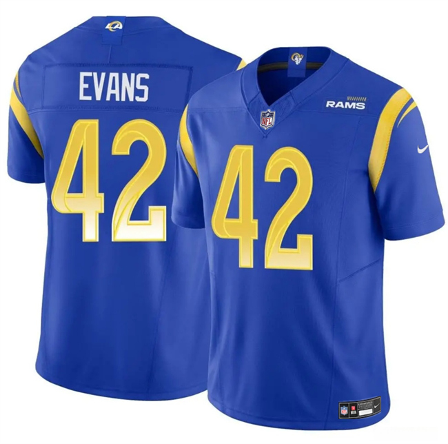Men's Los Angeles Rams #42 Ethan Evans Blue 2025 F.U.S.E. Vapor Untouchable Stitched Football Jersey Men's Los Angeles Rams #42 Ethan Evans Blue 2025 F.U.S.E. Vapor Untouchable Stitched Football Jersey