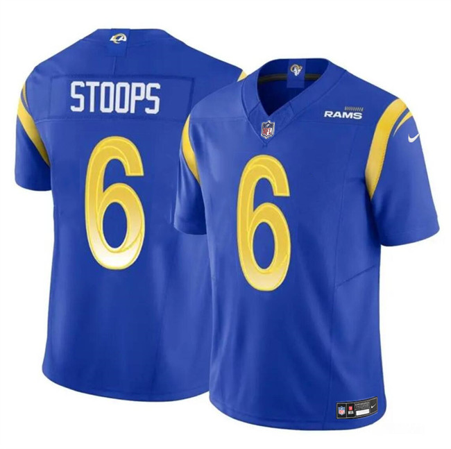 Men's Los Angeles Rams #6 Drake Stoops Blue 2024 Draft F.U.S.E Vapor Untouchable Stitched Football Jersey Men's Los Angeles Rams #6 Drake Stoops Blue 2024 Draft F.U.S.E Vapor Untouchable Stitched Football Jersey