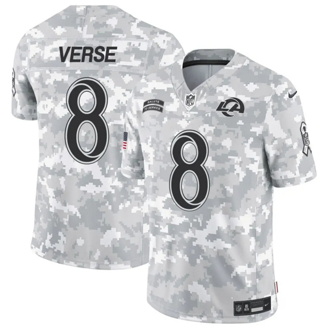 Men's Los Angeles Rams #8 Jared Verse 2024 F.U.S.E Arctic Camo Salute To Service Limited Stitched Football Jersey Men's Los Angeles Rams #8 Jared Verse 2024 F.U.S.E Arctic Camo Salute To Service Limited Stitched Football Jersey