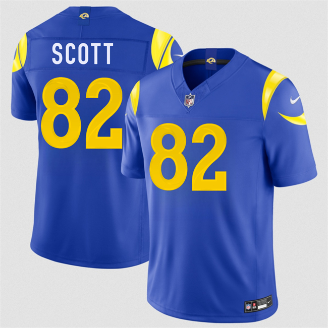 Men's Los Angeles Rams #82 Tyler Scott Royal 2026 F.U.S.E. Vapor Limited Stitched Football Jersey Men's Los Angeles Rams #82 Tyler Scott Royal 2026 F.U.S.E. Vapor Limited Stitched Football Jersey