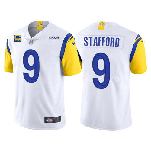 Men's Los Angeles Rams #9 Matthew Stafford 2022 White With 4-Star C Patch Vapor Untouchable Limited Stitched Jersey Men's Los Angeles Rams #9 Matthew Stafford 2022 White With 4-Star C Patch Vapor Untouchable Limited Stitched Jersey