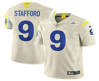 Men's Los Angeles Rams #9 Matthew Stafford Cream 2021 NEW Vapor Untouchable Stitched NFL Nike Limited Jersey Men's Los Angeles Rams #9 Matthew Stafford Cream 2021 NEW Vapor Untouchable Stitched NFL Nike Limited Jersey
