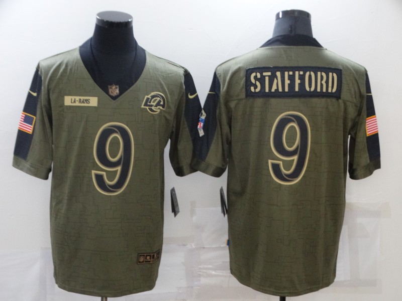 Men's Los Angeles Rams #9 Matthew Stafford Nike Olive 2021 Salute To Service Limited Player Jersey Men's Los Angeles Rams #9 Matthew Stafford Nike Olive 2021 Salute To Service Limited Player Jersey