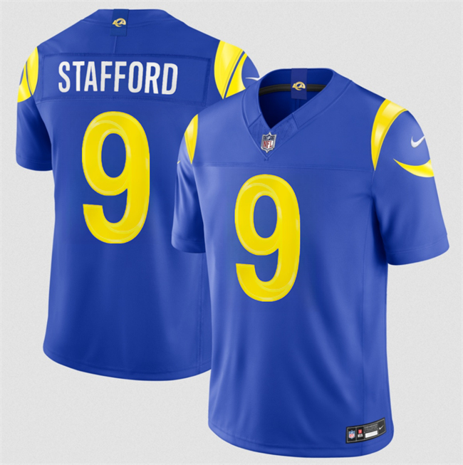 Men's Los Angeles Rams #9 Matthew Stafford Royal 2026 F.U.S.E. Vapor Limited Stitched Football Jersey Men's Los Angeles Rams #9 Matthew Stafford Royal 2026 F.U.S.E. Vapor Limited Stitched Football Jersey
