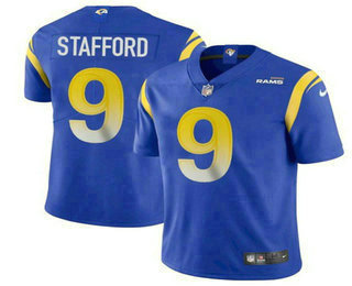 Men's Los Angeles Rams #9 Matthew Stafford Royal Blue 2021 NEW Vapor Untouchable Stitched NFL Nike Limited Jersey Men's Los Angeles Rams #9 Matthew Stafford Royal Blue 2021 NEW Vapor Untouchable Stitched NFL Nike Limited Jersey