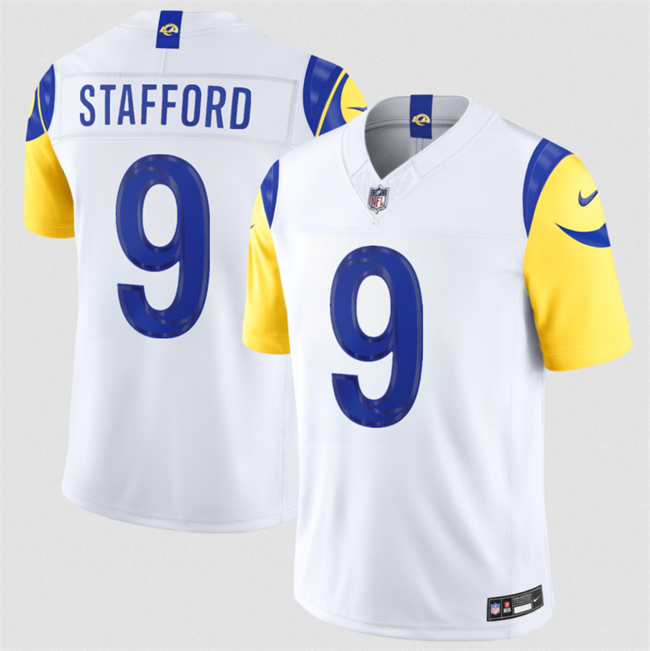 Men's Los Angeles Rams #9 Matthew Stafford White 2026 F.U.S.E. Vapor Limited Stitched Football Jersey Men's Los Angeles Rams #9 Matthew Stafford White 2026 F.U.S.E. Vapor Limited Stitched Football Jersey