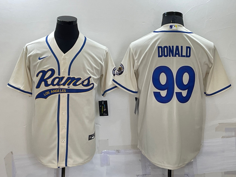 Men's Los Angeles Rams #99 Aaron Donald Bone Cool Base Stitched Baseball Jersey Men's Los Angeles Rams #99 Aaron Donald Bone Cool Base Stitched Baseball Jersey