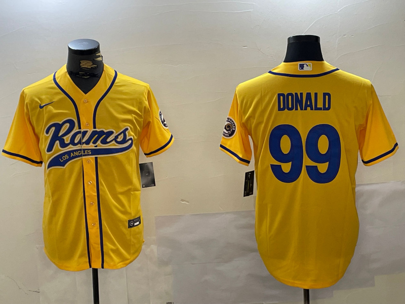 Men's Los Angeles Rams #99 Aaron Donald yellow Cool Base Stitched Baseball Jersey
