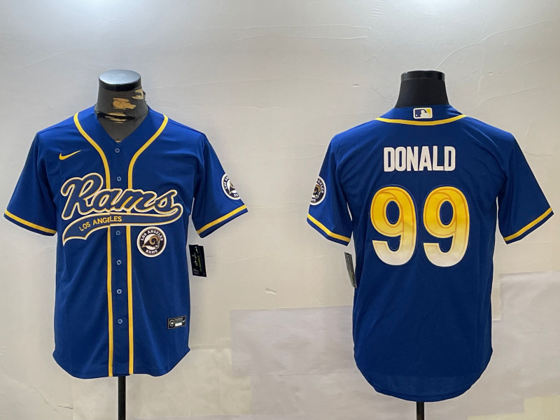 Men's Los Angeles Rams #99 Royal Cool Base Stitched Baseball Jersey 3 Men's Los Angeles Rams #99 Royal Cool Base Stitched Baseball Jersey 3