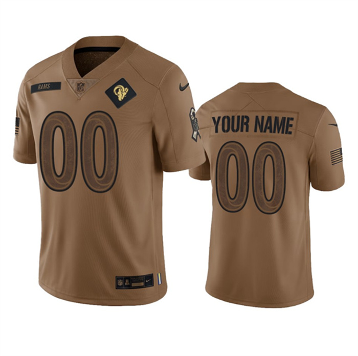 Men's Los Angeles Rams Active Player Custom 2023 Brown Salute To Setvice Limited Stitched Football Jersey Men's Los Angeles Rams Active Player Custom 2023 Brown Salute To Setvice Limited Stitched Football Jersey
