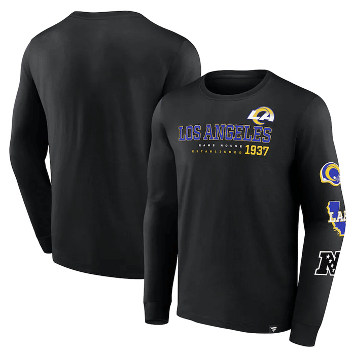 Men's Los Angeles Rams Black Go The Distance Long Sleeve T-Shirt Men's Los Angeles Rams Black Go The Distance Long Sleeve T-Shirt
