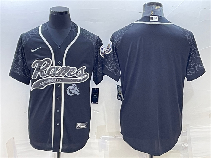 Men's Los Angeles Rams Blank Black Reflective With Patch Cool Base Stitched Baseball Jersey Men's Los Angeles Rams Blank Black Reflective With Patch Cool Base Stitched Baseball Jersey