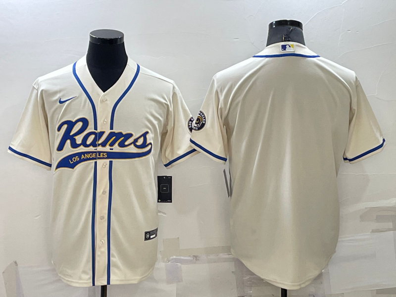 Men's Los Angeles Rams Blank Bone Cool Base Stitched Baseball Jersey Men's Los Angeles Rams Blank Bone Cool Base Stitched Baseball Jersey