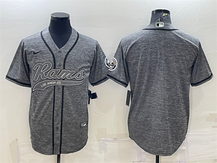 Men's Los Angeles Rams Blank Grey With Patch Cool Base Stitched Baseball Jersey Men's Los Angeles Rams Blank Grey With Patch Cool Base Stitched Baseball Jersey
