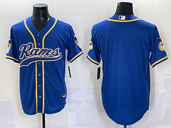 Men's Los Angeles Rams Blank Royal Cool Base Stitched Baseball Jersey Men's Los Angeles Rams Blank Royal Cool Base Stitched Baseball Jersey