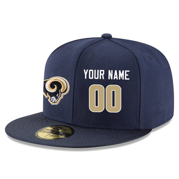 Men's Los Angeles Rams Navy Color Snapback Custom Hat (Stitched any name&number) Men's Los Angeles Rams Navy Color Snapback Custom Hat (Stitched any name&number)