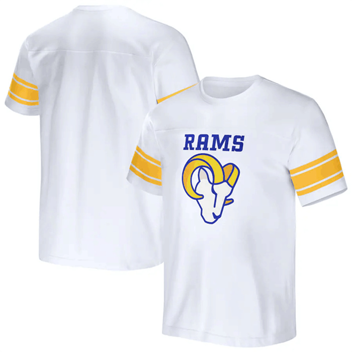 Men's Los Angeles Rams White X Darius Rucker Collection Football Striped T-Shirt Men's Los Angeles Rams White X Darius Rucker Collection Football Striped T-Shirt