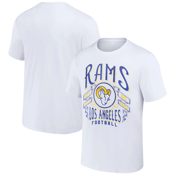 Men's Los Angeles Rams White X Darius Rucker Collection Vintage Football T-Shirt Men's Los Angeles Rams White X Darius Rucker Collection Vintage Football T-Shirt