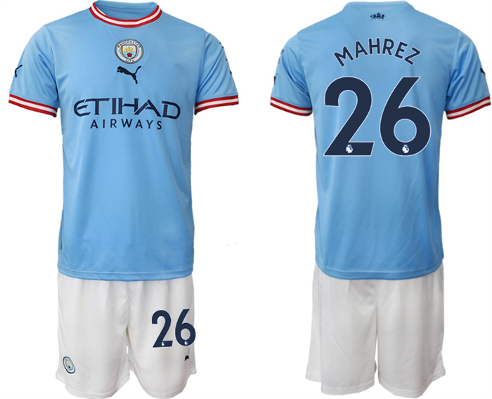 Men's Manchester City Home #26 Mahrez Jersey