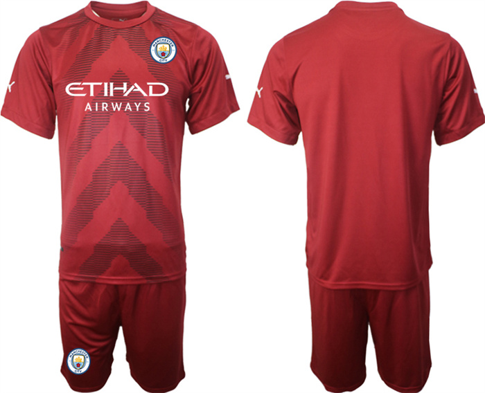 Men's Manchester City Red goalkeeper Blank Jersey