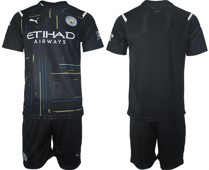 Men's Manchester City black goalkeeper Blank Jersey