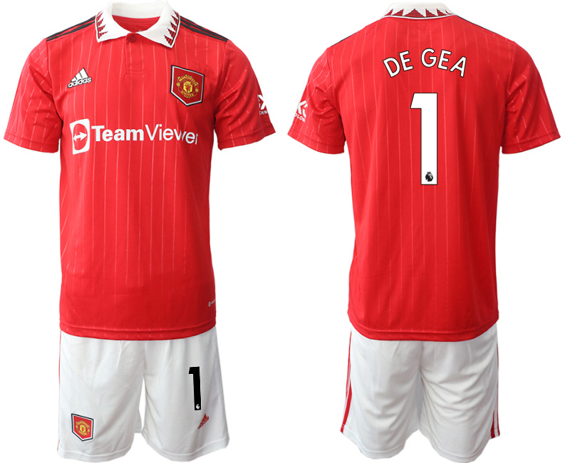 Men's Manchester United #1 Degea 22 23 Red Home Soccer Jersey Suit