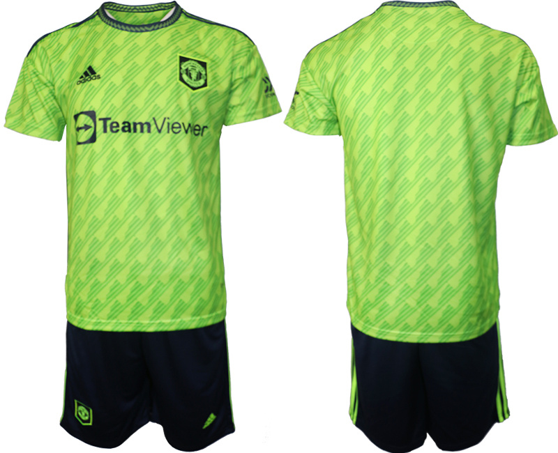 Men's Manchester United Blank 22 23 Green Away Soccer Jersey Suit