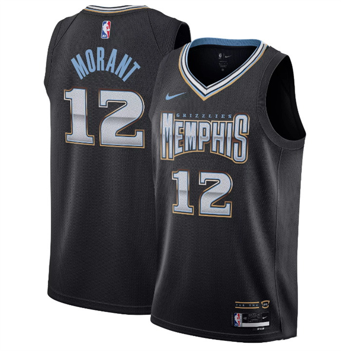 Men's Memphis Grizzlies #12 Ja Morant Black 2022 23 City Edition Stitched Basketball Jersey Men's Memphis Grizzlies #12 Ja Morant Black 2022 23 City Edition Stitched Basketball Jersey