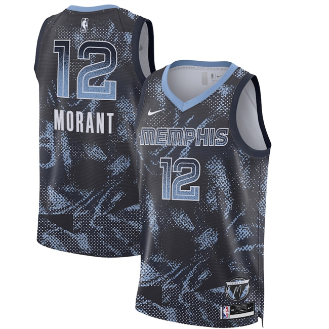 Men's Memphis Grizzlies #12 Ja Morant Navy 2025 Select Series Swingman Stitched Basketball Jersey Men's Memphis Grizzlies #12 Ja Morant Navy 2025 Select Series Swingman Stitched Basketball Jersey