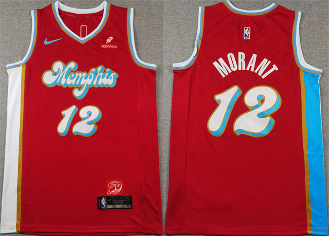 Men's Memphis Grizzlies #12 Ja Morant Red 2024-25 City Edition Stitched Basketball Jersey Men's Memphis Grizzlies #12 Ja Morant Red 2024-25 City Edition Stitched Basketball Jersey