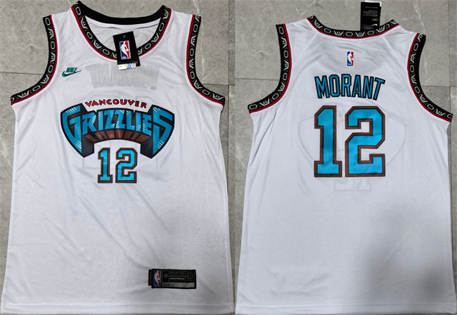 Men's Memphis Grizzlies #12 Ja Morant White Stitched Basketball Jersey1 Men's Memphis Grizzlies #12 Ja Morant White Stitched Basketball Jersey1