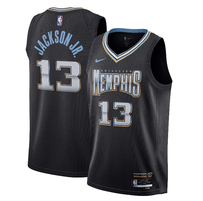 Men's Memphis Grizzlies #13 Jaren Jackson Jr. Black 2022 23 City Edition Stitched Basketball Jersey Men's Memphis Grizzlies #13 Jaren Jackson Jr. Black 2022 23 City Edition Stitched Basketball Jersey