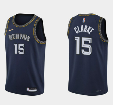 Men's Memphis Grizzlies #15 Brandon Clarke 2021 22 City Edition Navy 75th Anniversary Stitched Jersey Men's Memphis Grizzlies #15 Brandon Clarke 2021 22 City Edition Navy 75th Anniversary Stitched Jersey