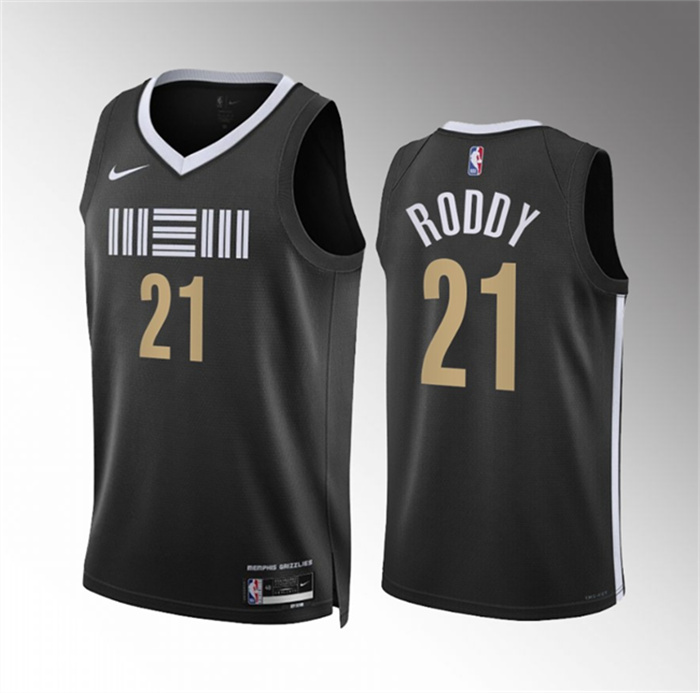 Men's Memphis Grizzlies #21 David Roddy Black 2023 24 City Edition Stitched Basketball Jersey Men's Memphis Grizzlies #21 David Roddy Black 2023 24 City Edition Stitched Basketball Jersey