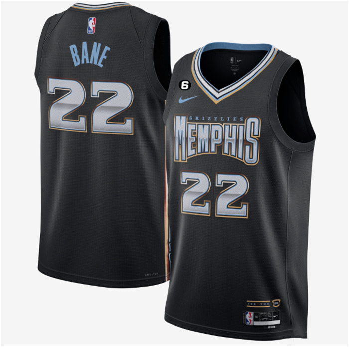 Men's Memphis Grizzlies #22 Desmond Bane Black 2022 23 City Edition With NO.6 Patch Stitched Basketball Jersey Men's Memphis Grizzlies #22 Desmond Bane Black 2022 23 City Edition With NO.6 Patch Stitched Basketball Jersey