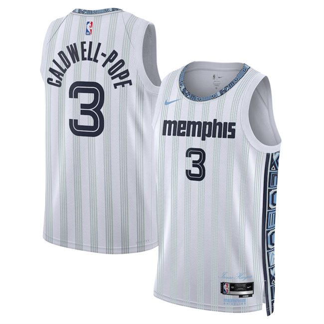 Men's Memphis Grizzlies #3 Kentavious Caldwell-Pope White 2025 26 City Edition Stitched Basketball Jersey Men's Memphis Grizzlies #3 Kentavious Caldwell-Pope White 2025 26 City Edition Stitched Basketball Jersey