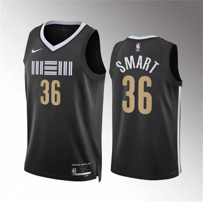 Men's Memphis Grizzlies #36 Marcus Smart Black 2023 24 City Edition Stitched Basketball Jersey Men's Memphis Grizzlies #36 Marcus Smart Black 2023 24 City Edition Stitched Basketball Jersey