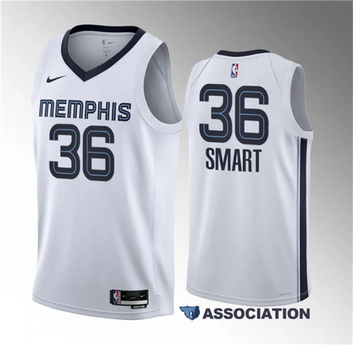 Men's Memphis Grizzlies #36 Marcus Smart White Association Edition Stitched Basketball Jersey Men's Memphis Grizzlies #36 Marcus Smart White Association Edition Stitched Basketball Jersey